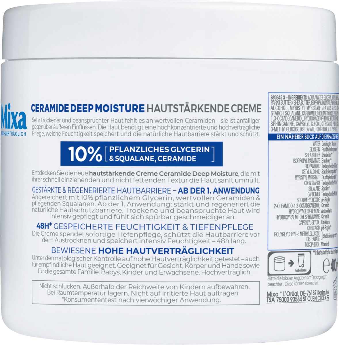 Pflegecreme Ceramide Protect, 400 ml