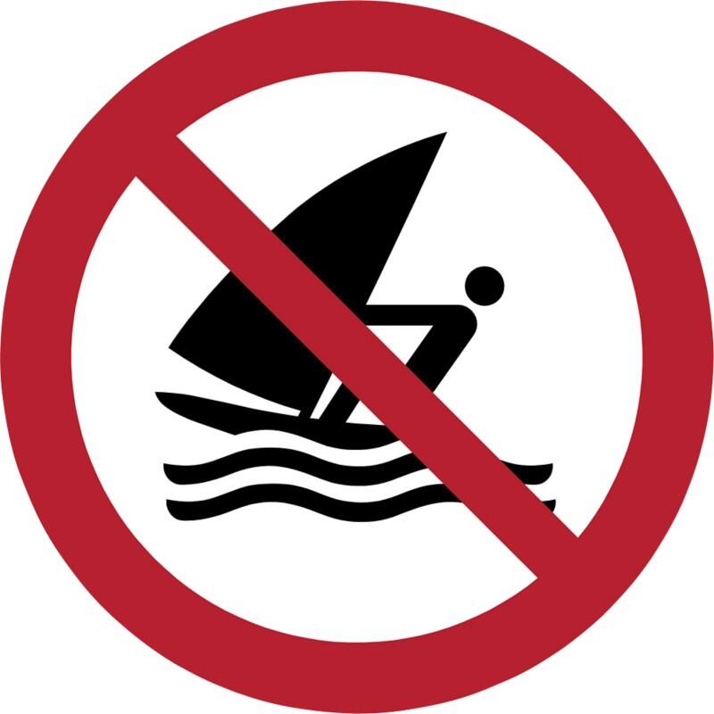 Djois Warnschild Windsurfen verboten Klebstoff, einschraubbar PP (Polypropylen) 10 (B) x 0,14 (H) cm 3 Stück