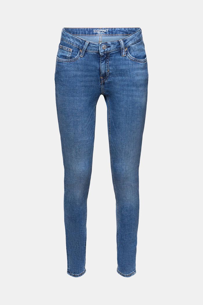 Recycelt: Skinny Stretchjeans mit mittelhohem Bund