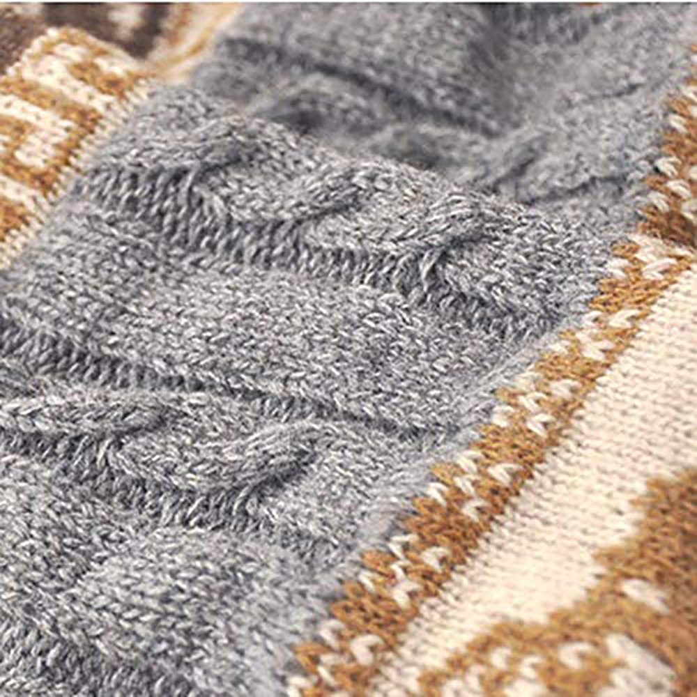 Geistesblitz Kuschelsocken gestrickt Stulpen Damen Wintersocken (Beinwärmer Colorblock, Beinstulpen mit Elch Schneeflocke) Weihnachtsstulpen lange Hüttensocken