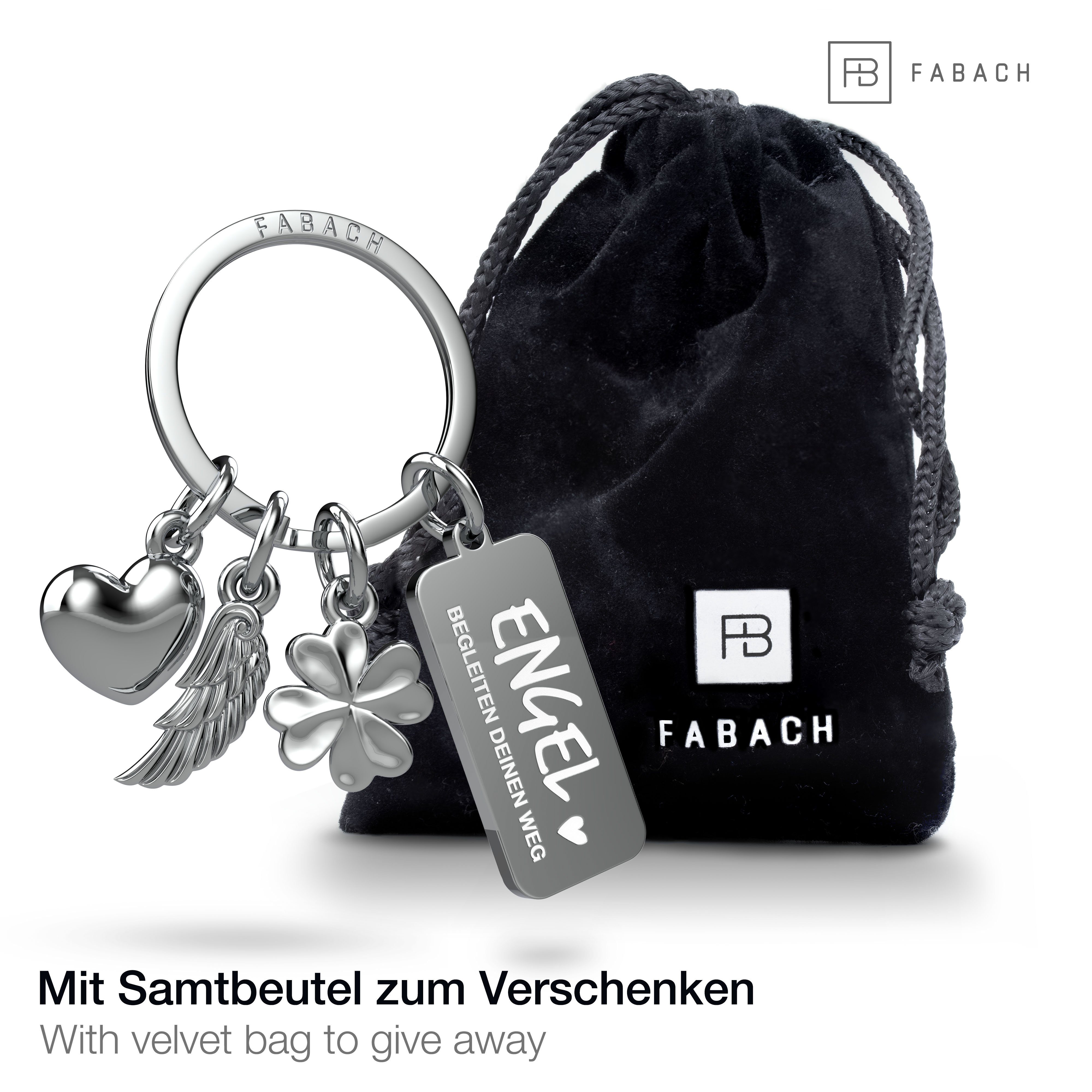 FABACH Schlüsselanhänger Drei Charms Glücksbringer mit Gravur 