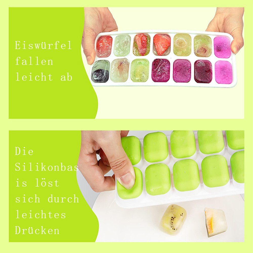 Sarfly Eiswürfelbehälter Eine Packung mit vier Silikon-Eiswürfelformen, 14 Schlitze pro Form
