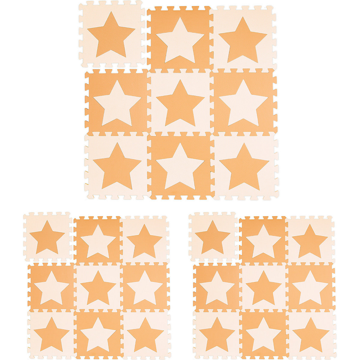 27 x Puzzlematte Sterne orange-beige