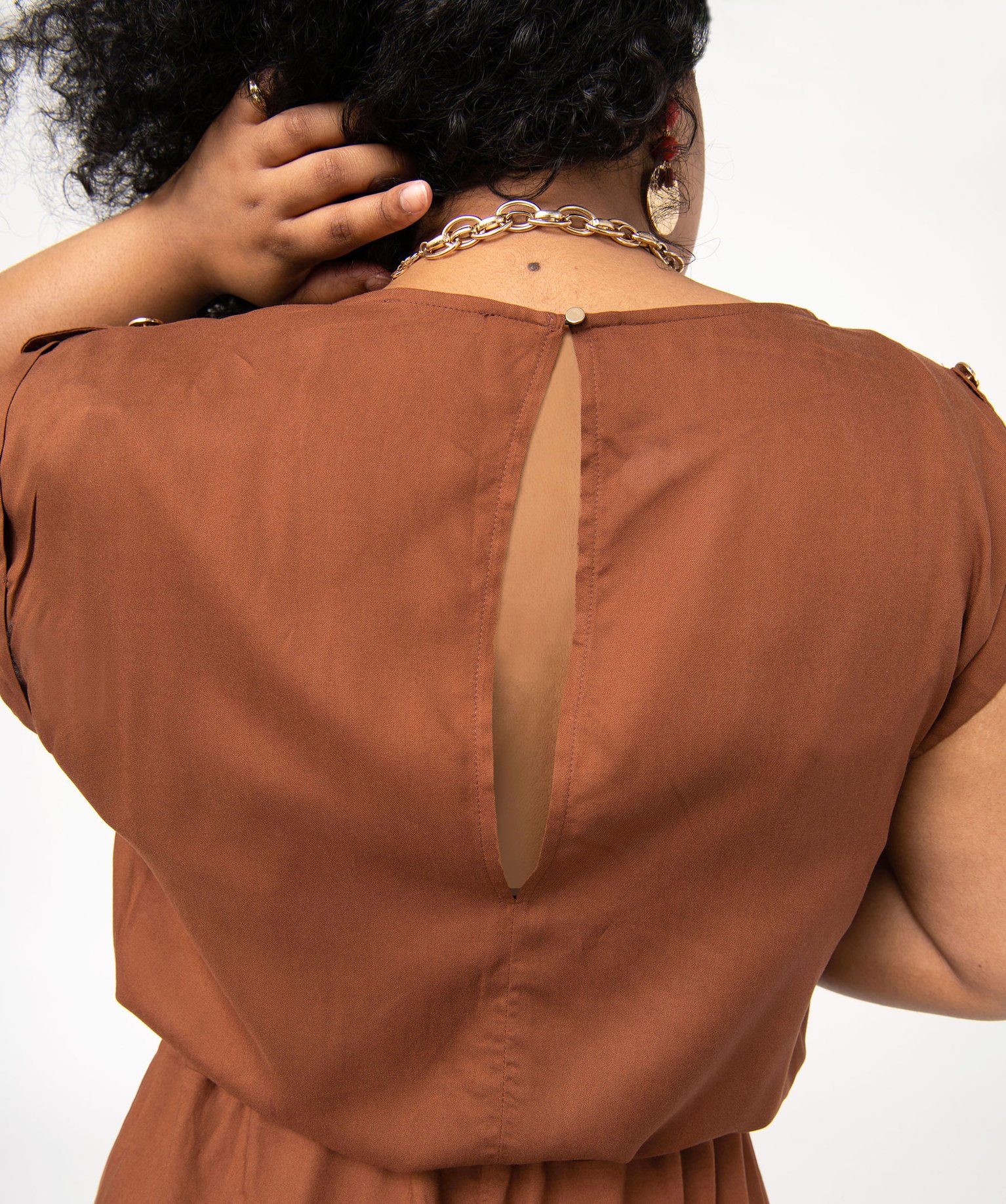 Combishort à manches courtes femme grande taille marron | GEMO