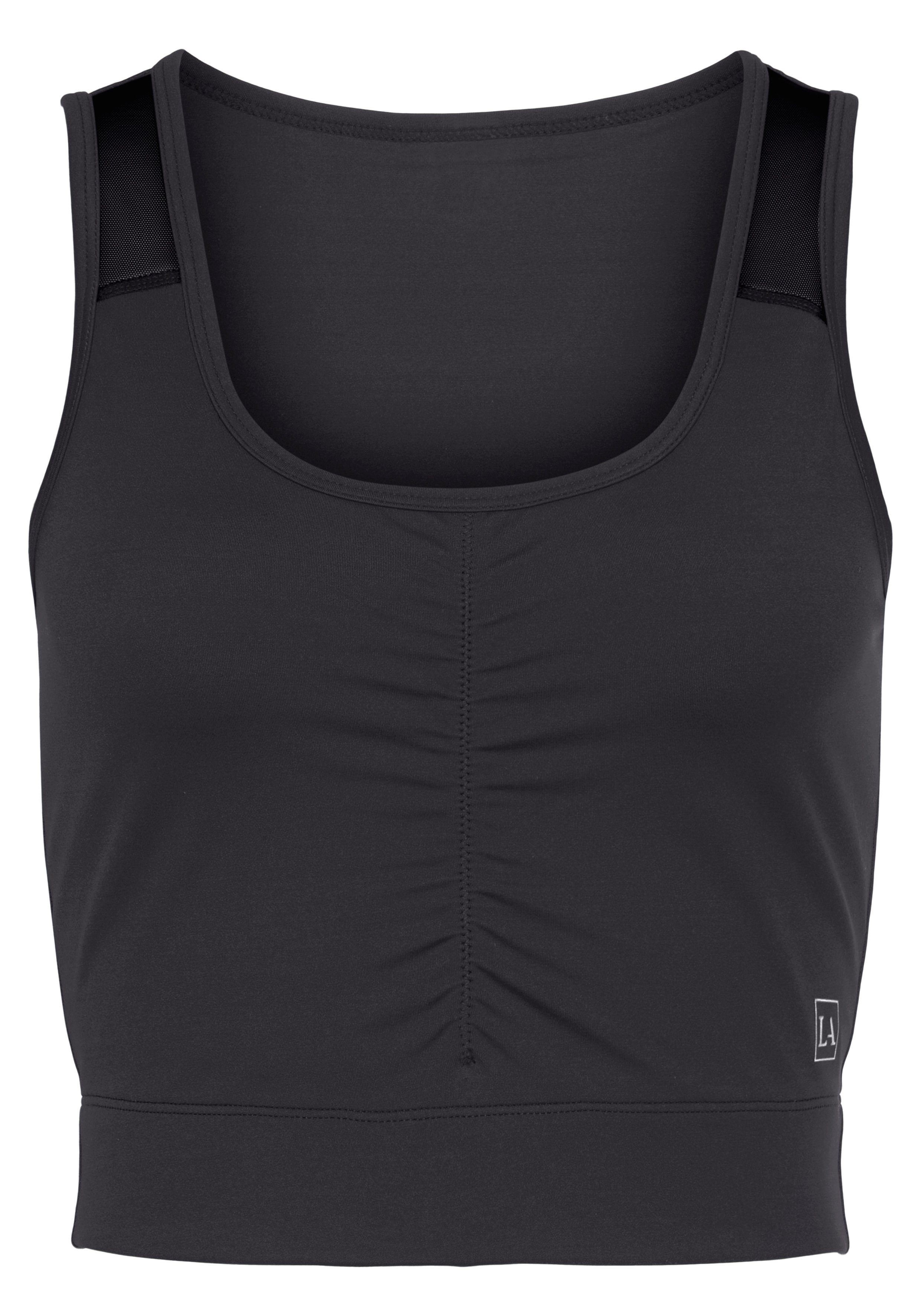 LASCANA ACTIVE Crop-Top -Sport Top mit Raffung und Mesheinsätze