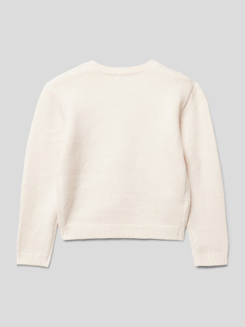 Strickpullover mit floralem Muster in ecru
