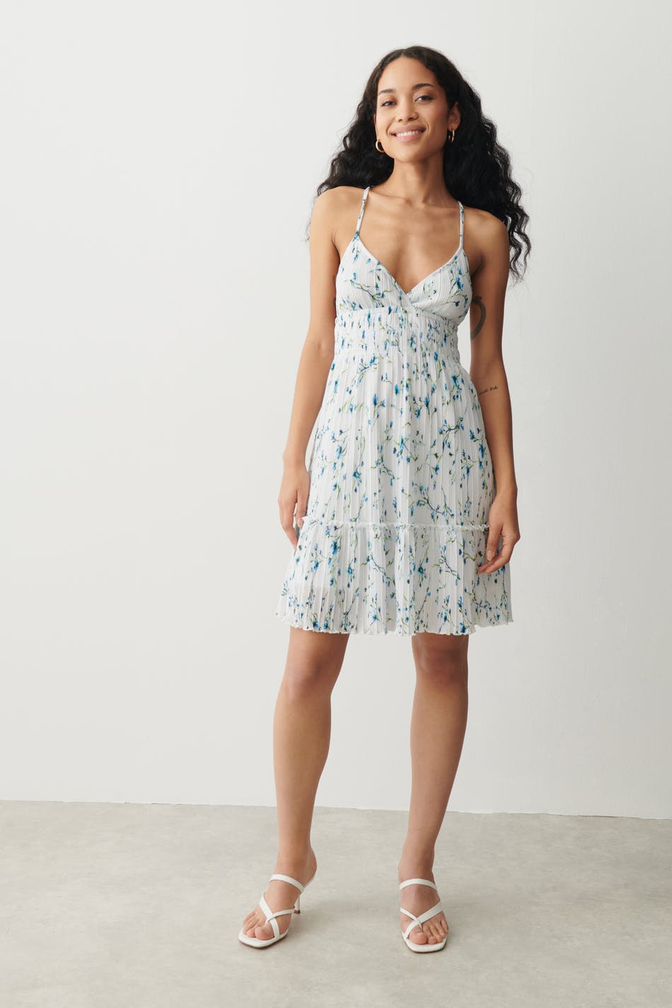 Plissé mini dress