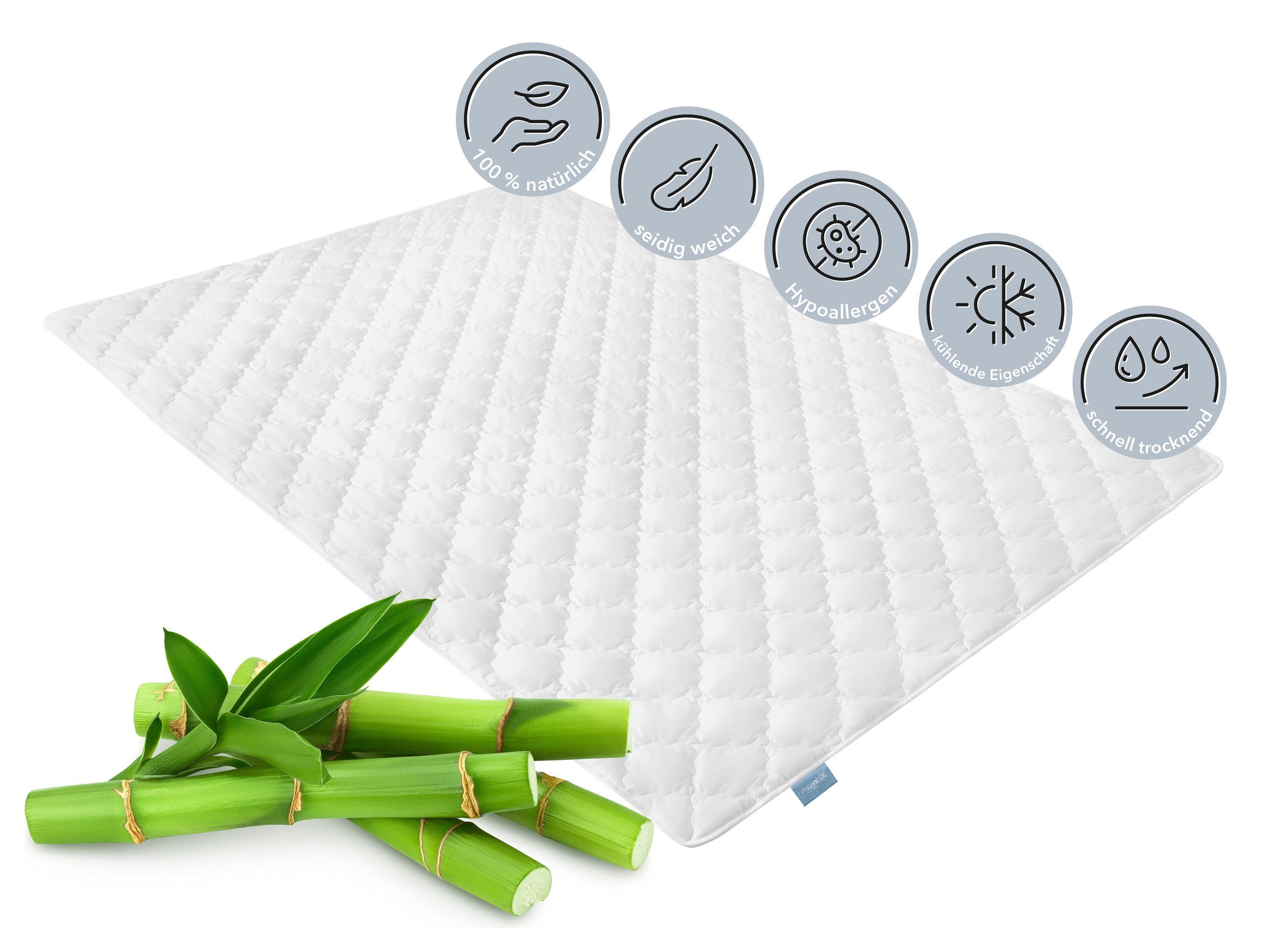 Sommerbettdecke, Bambus, leichtes und dünnes Steppbett, ideal für den Sommer, XDREAM, Füllung: nachhaltige Mischung aus Polyester und Viskose aus Bambus-Zellstoff, Bezug: samtig weiche Baumwolle, atmungsaktiv, kühlend und feuchtigkeitsregulierend