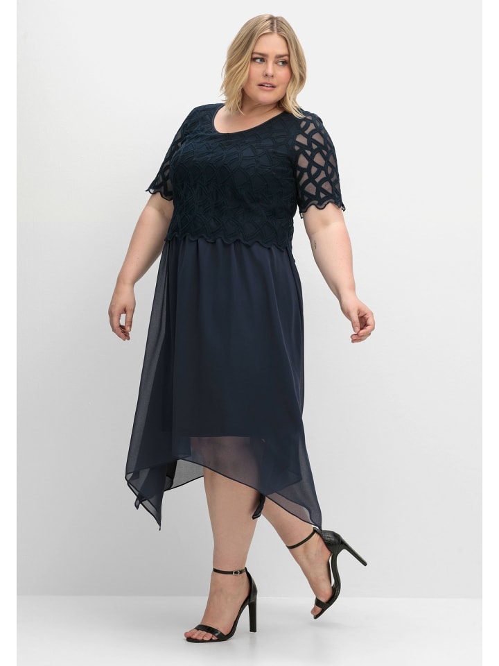 sheego Cocktailkleid aus Chiffon in nachtblau günstig kaufen
