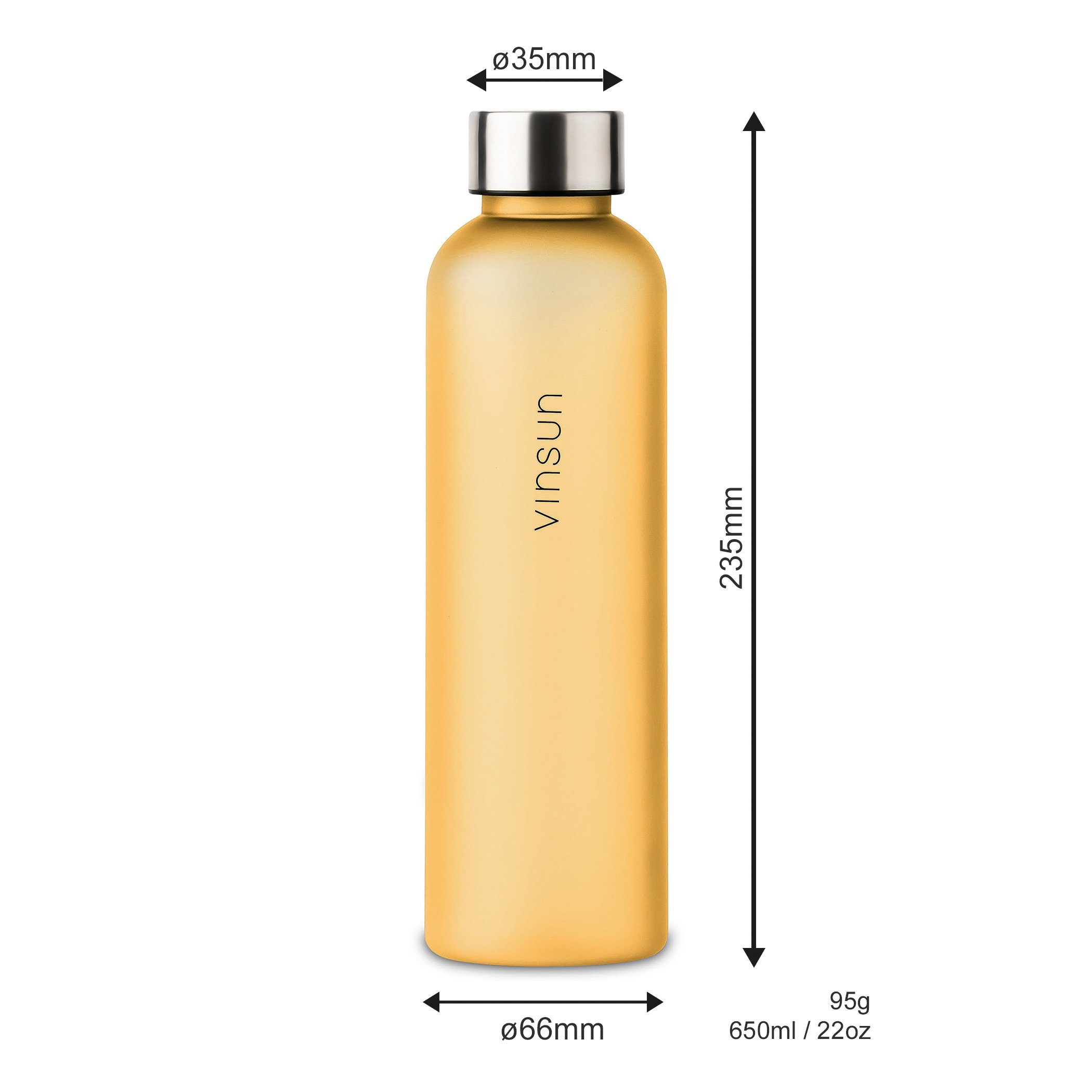 Vinsun Trinkflasche Trinkflasche 650ml, Kohlensäure geeignet, auslaufsicher, Tritan, BPA frei, bruchsicher, Geruchs- und Geschmacksneutral, auslaufsicher