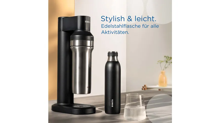 BRITA sodaTRIO Edelstahlflasche klein schwarz 0,6l
