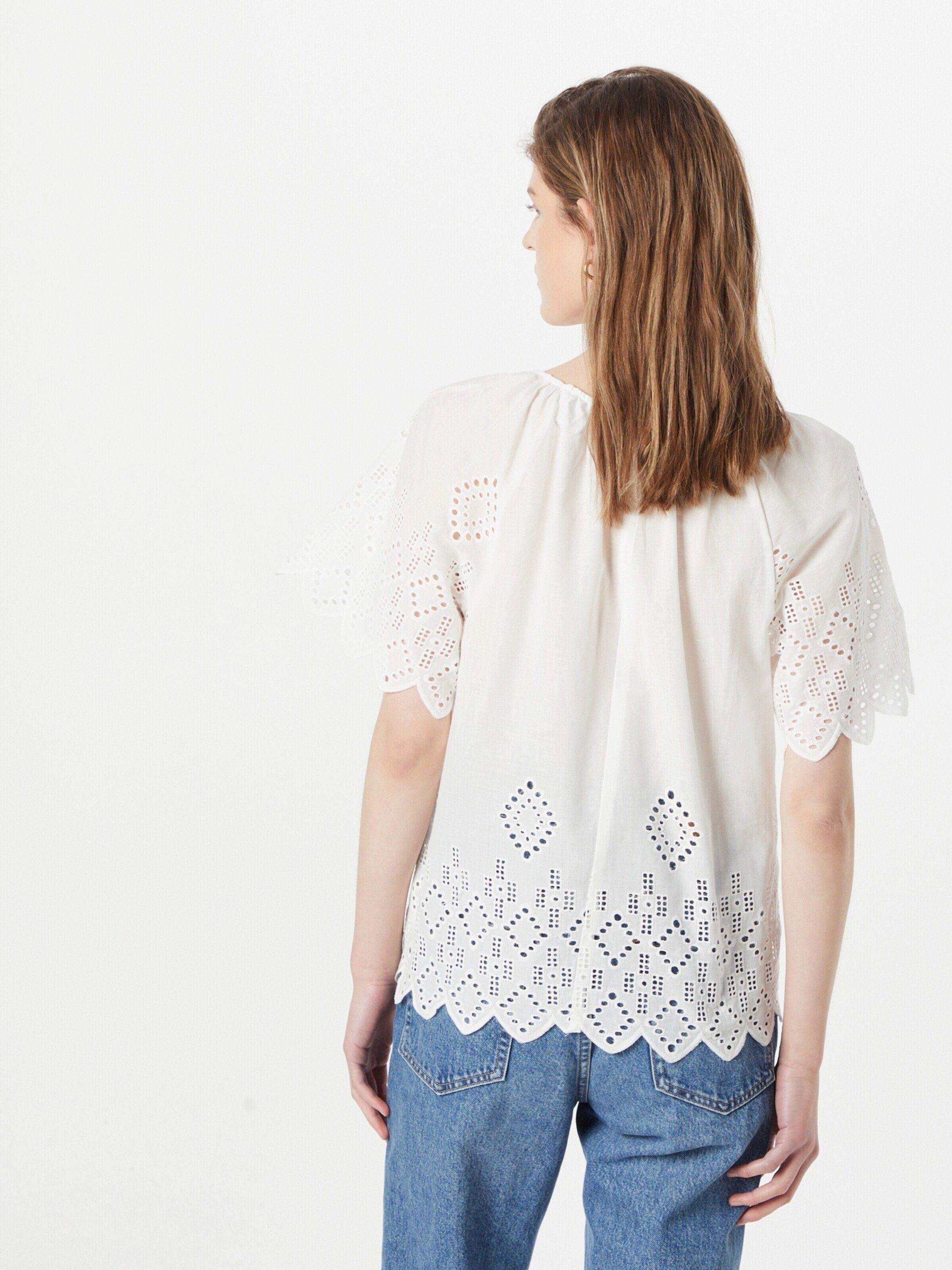 Sisters Point Funktionsbluse VITZA (1-tlg) Cut-Outs, Drapiert/gerafft, Lochmuster, Stickerei
