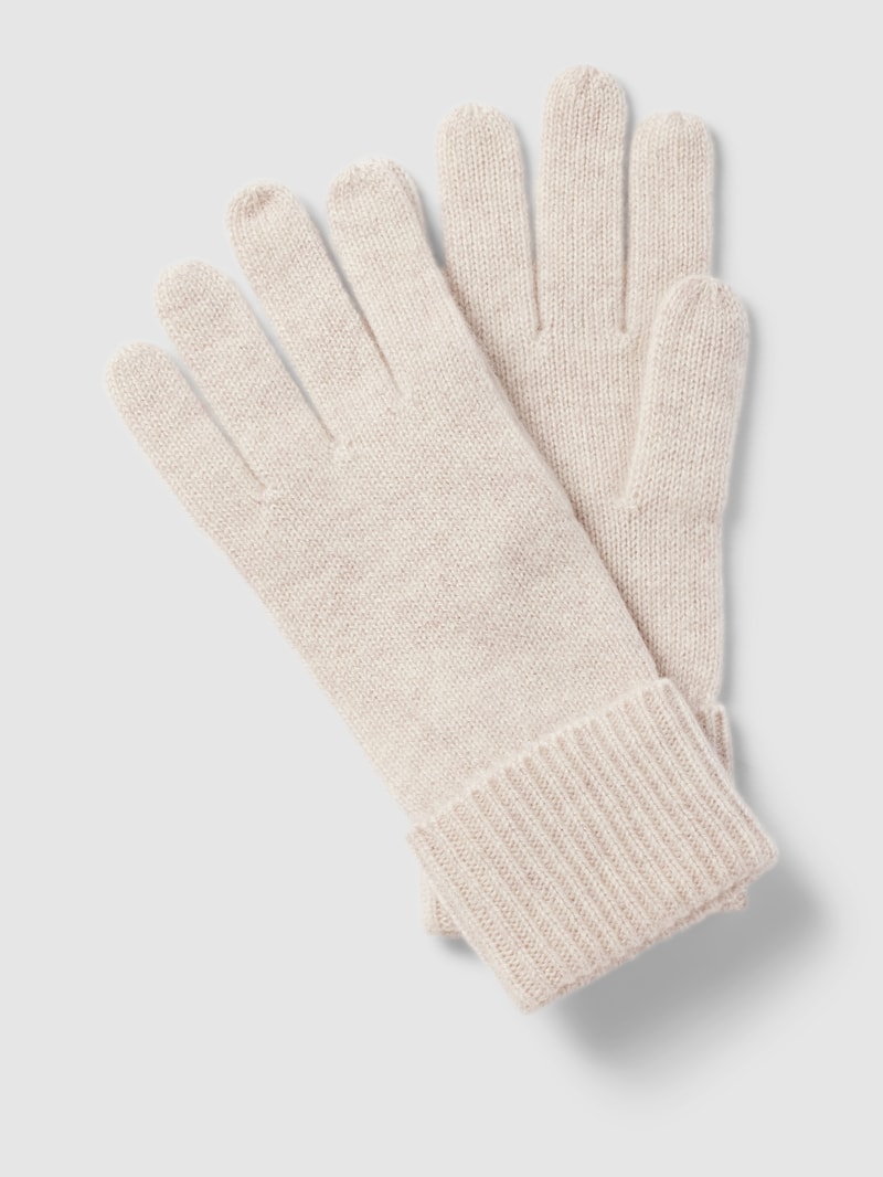 Handschuhe aus Kaschmir mit breitem Umschlang in beige meliert