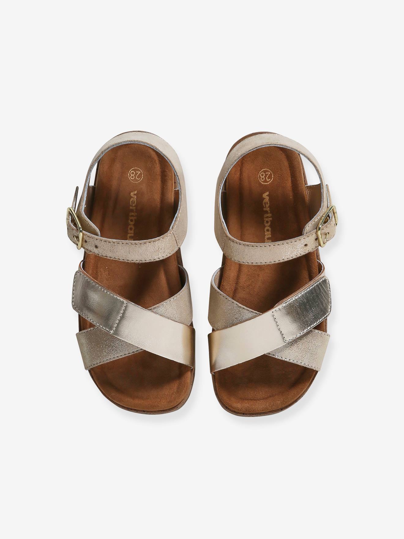 Vertbaudet Kinder Sandalen in Glanz-Optik - gold