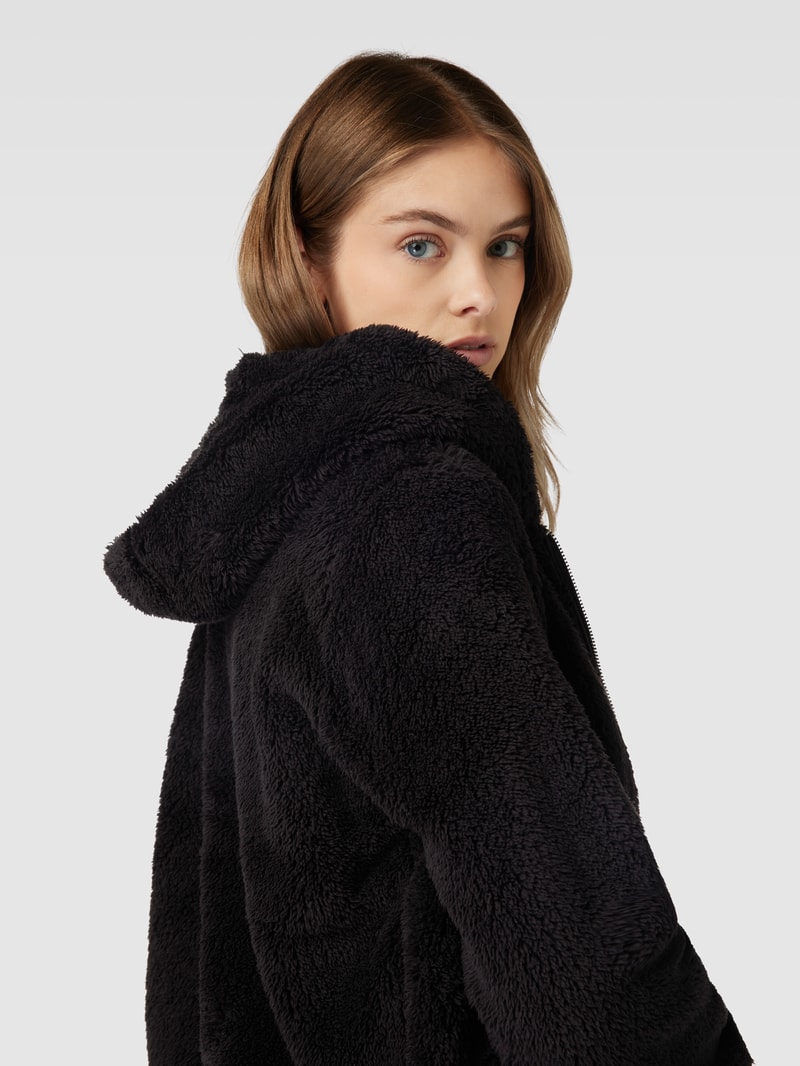 Sweatjacke aus Teddyfell in schwarz