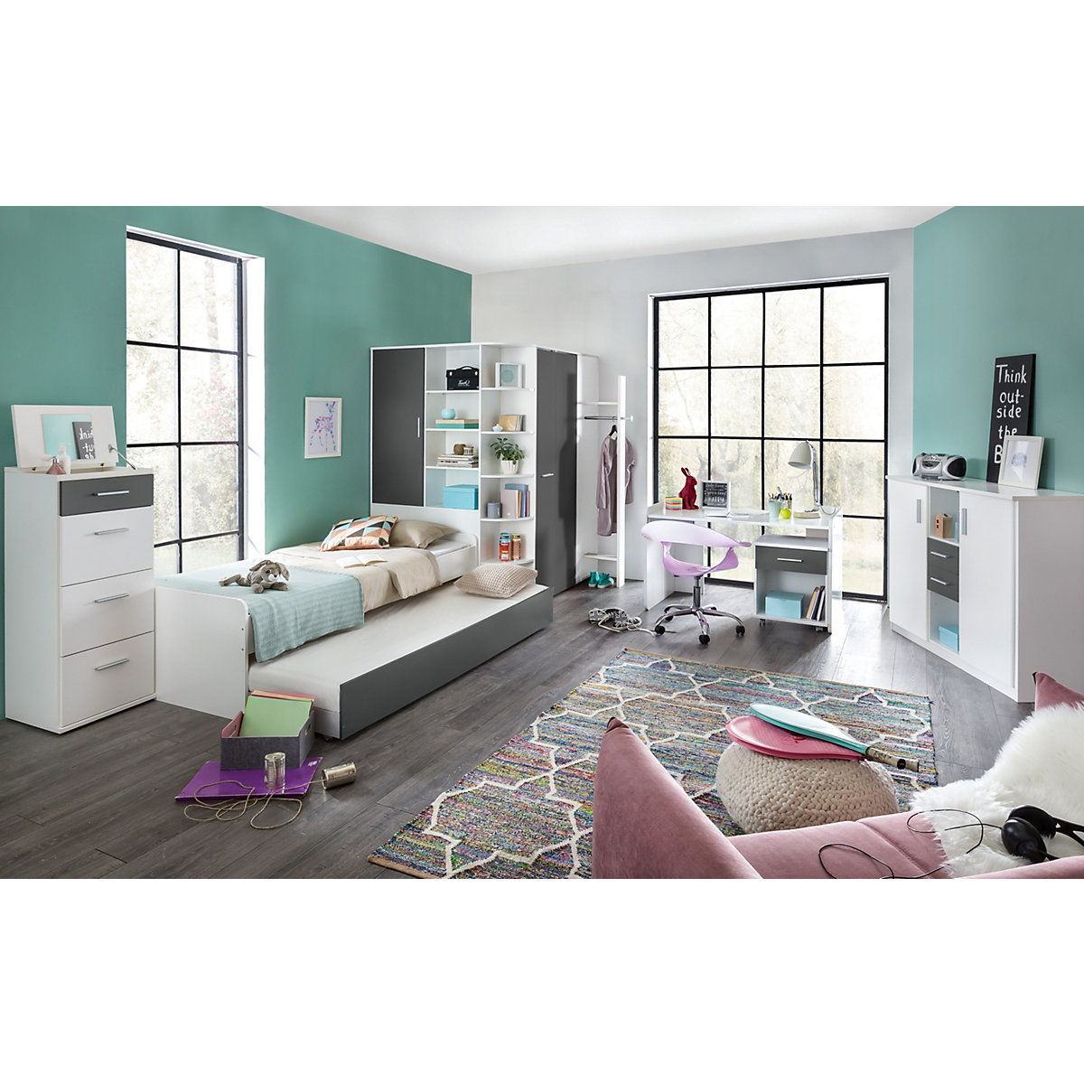 Jugendzimmer Set Joker Komplett Anthrazit