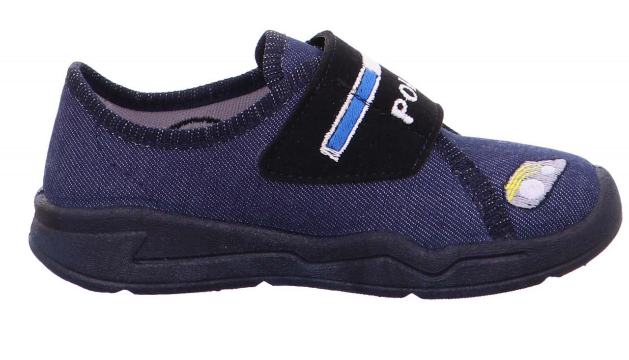 BENNY - Blau Hausschuh mit Klettverschluss