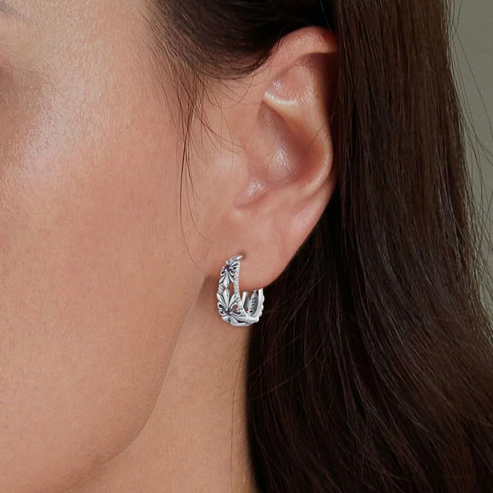 POCHUMIDUU Paar Ohrhänger Ohrringe Silber 925 Creolen für Damen (2-tlg., lila Iris Huggie Hypoallergen Ohrringe), geschenk für Mama Freund