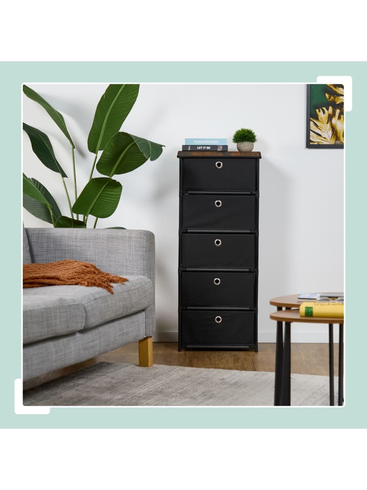 relaxdays Kommode in Schwarz/ Braun - (B)43 X (H)105 x (T)33 cm günstig kaufen onesize