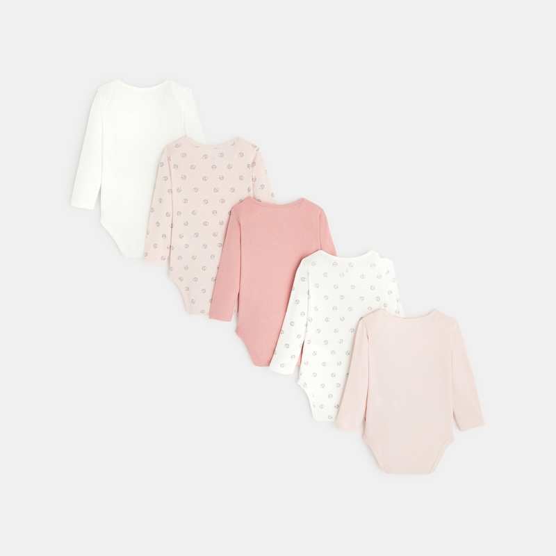 Body manches longues col US (lot de 5) rose naissance