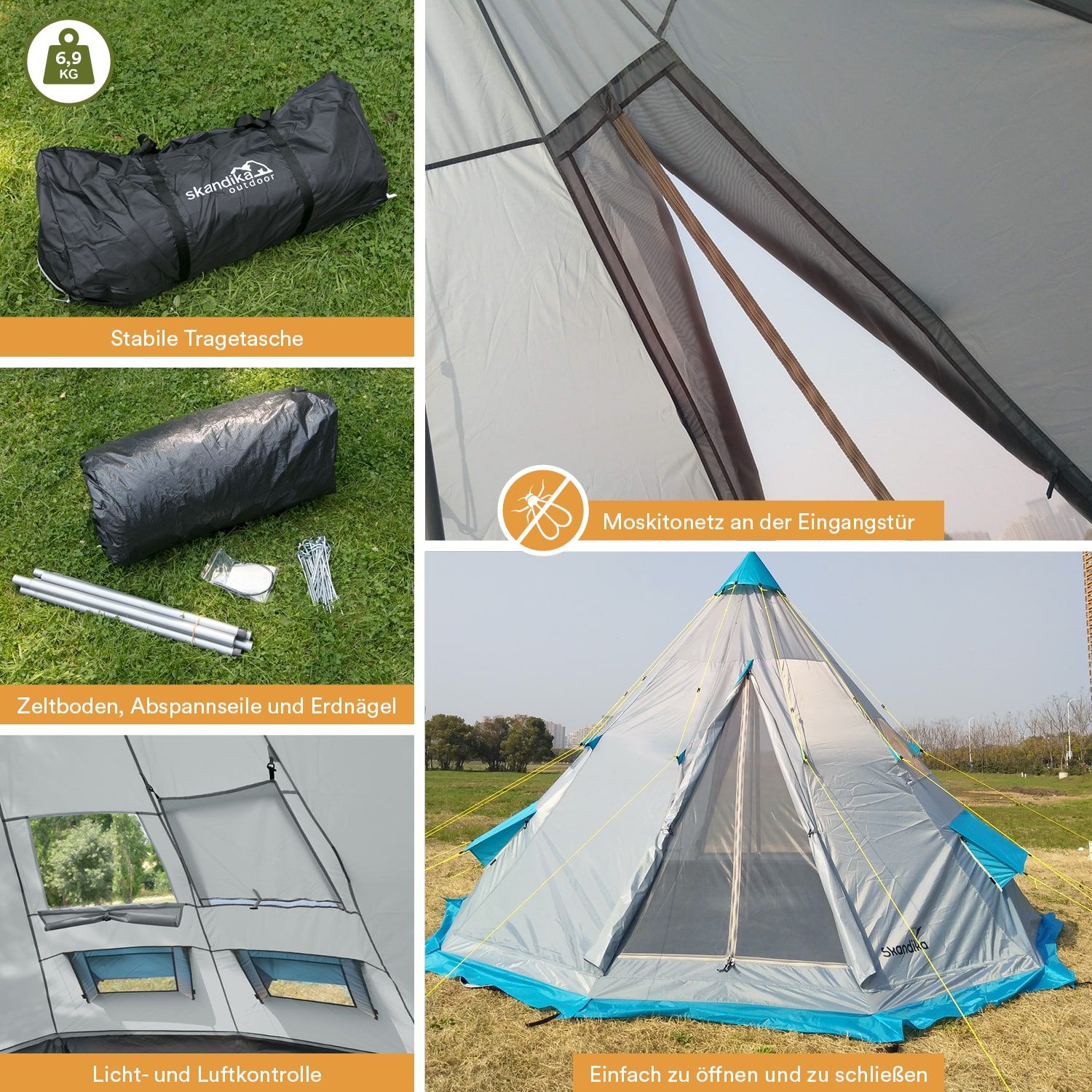 Skandika 16521 Tipii 6 Campingzelt