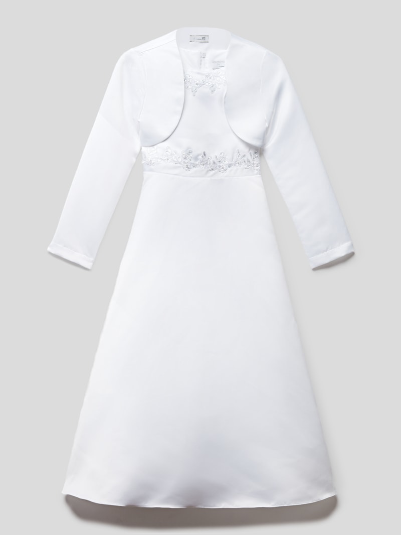 Kleid mit Zierbesatz in weiß