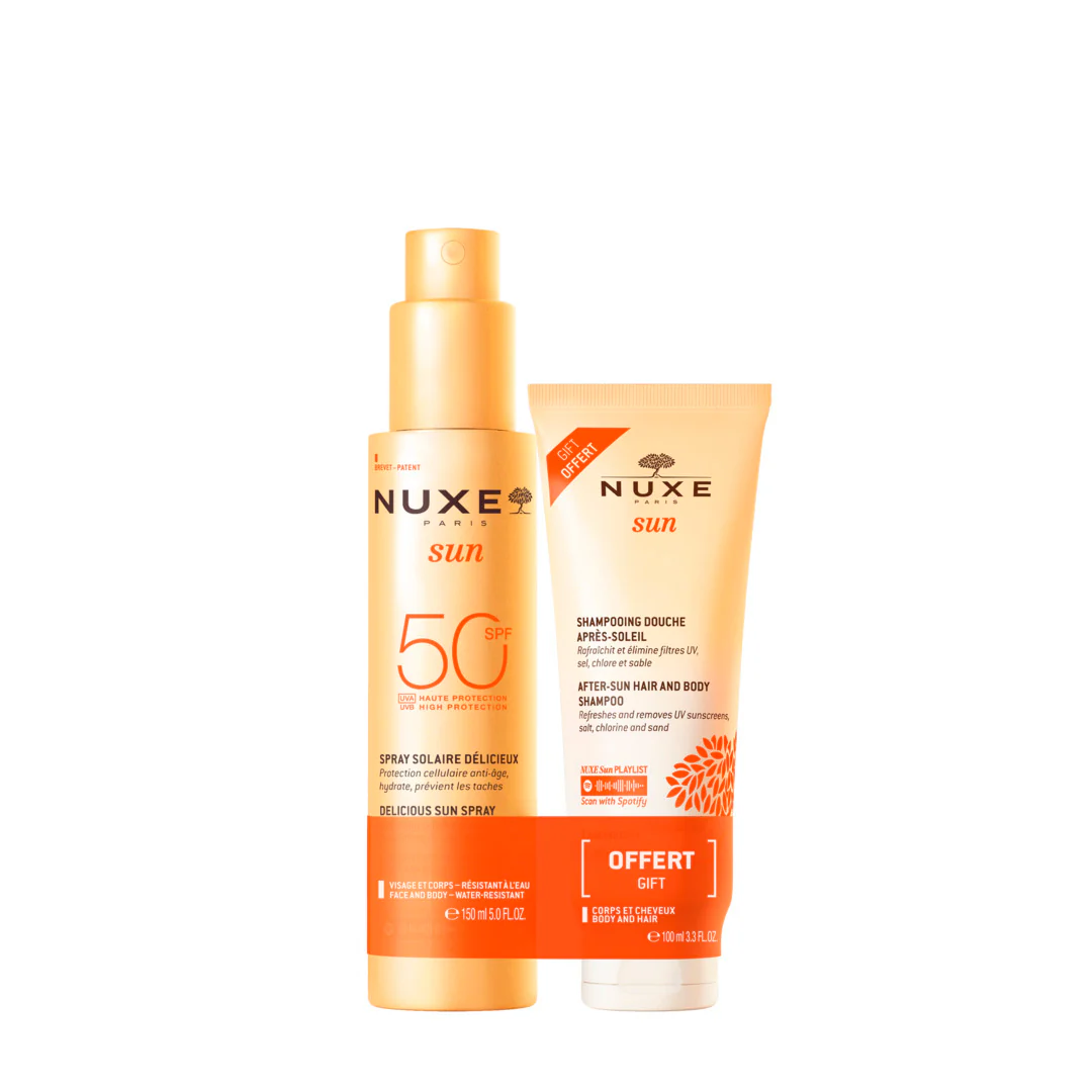 Sun Duo saules aizsargsprejs SPF50 + šampūns un dušas želeja pēc sauļošanās - saules aizsargkrēms dāvanu komplekts, saules aizsargkrēms ar augstu aizsardzības līmeni sejai, saules aizsargkrēms ar augstu aizsardzības līmeni ķermenim, saules aizsargšampūns,