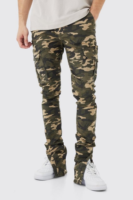 Tall Skinny Camouflage Cargo-Hose mit geteiltem Saum