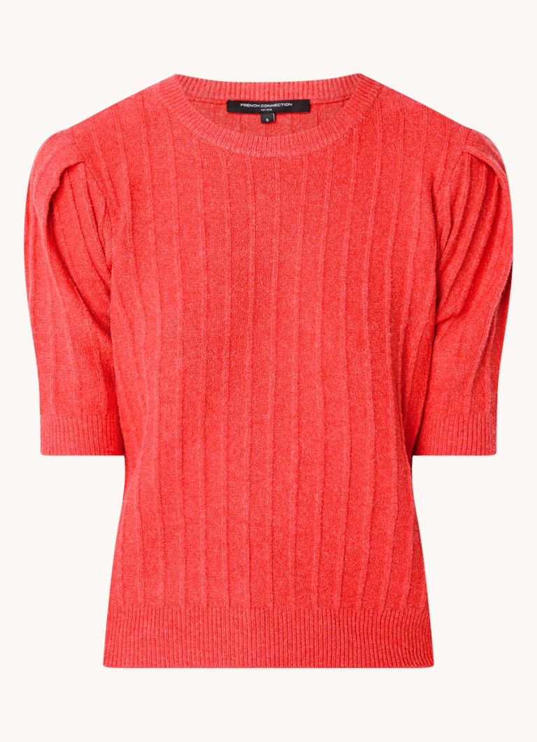 French Connection Lola fine knitted top in wool blend with round neck