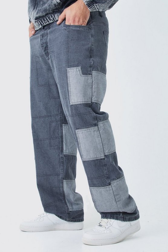 Plus lockere Patchwork Jeans