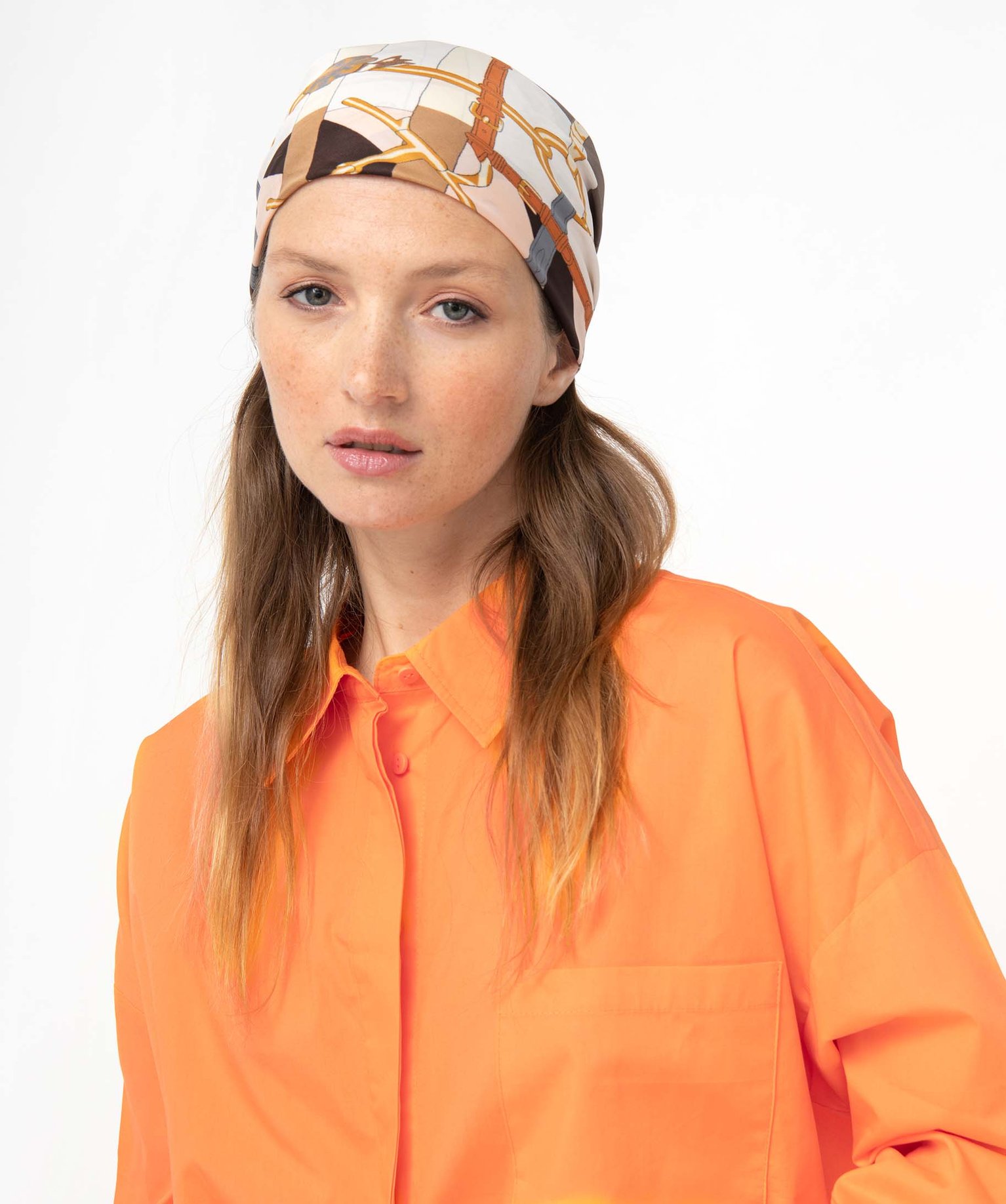Chemise femme coupe oversize avec poche poitrine orange | GEMO