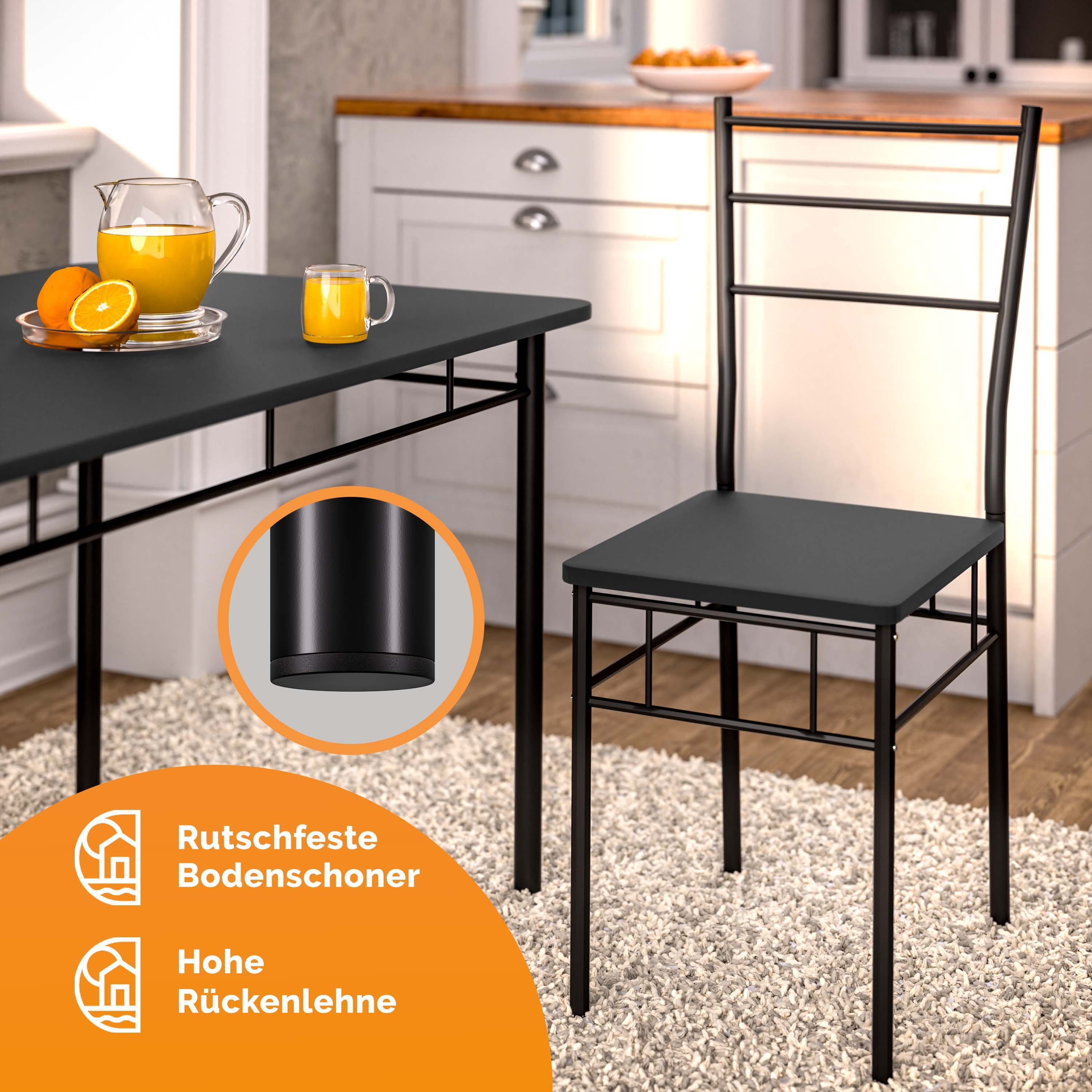 Casaria Essgruppe, mit 4 Stühlen Holz 5-tlg Set Metall 110x68cm Esszimmer