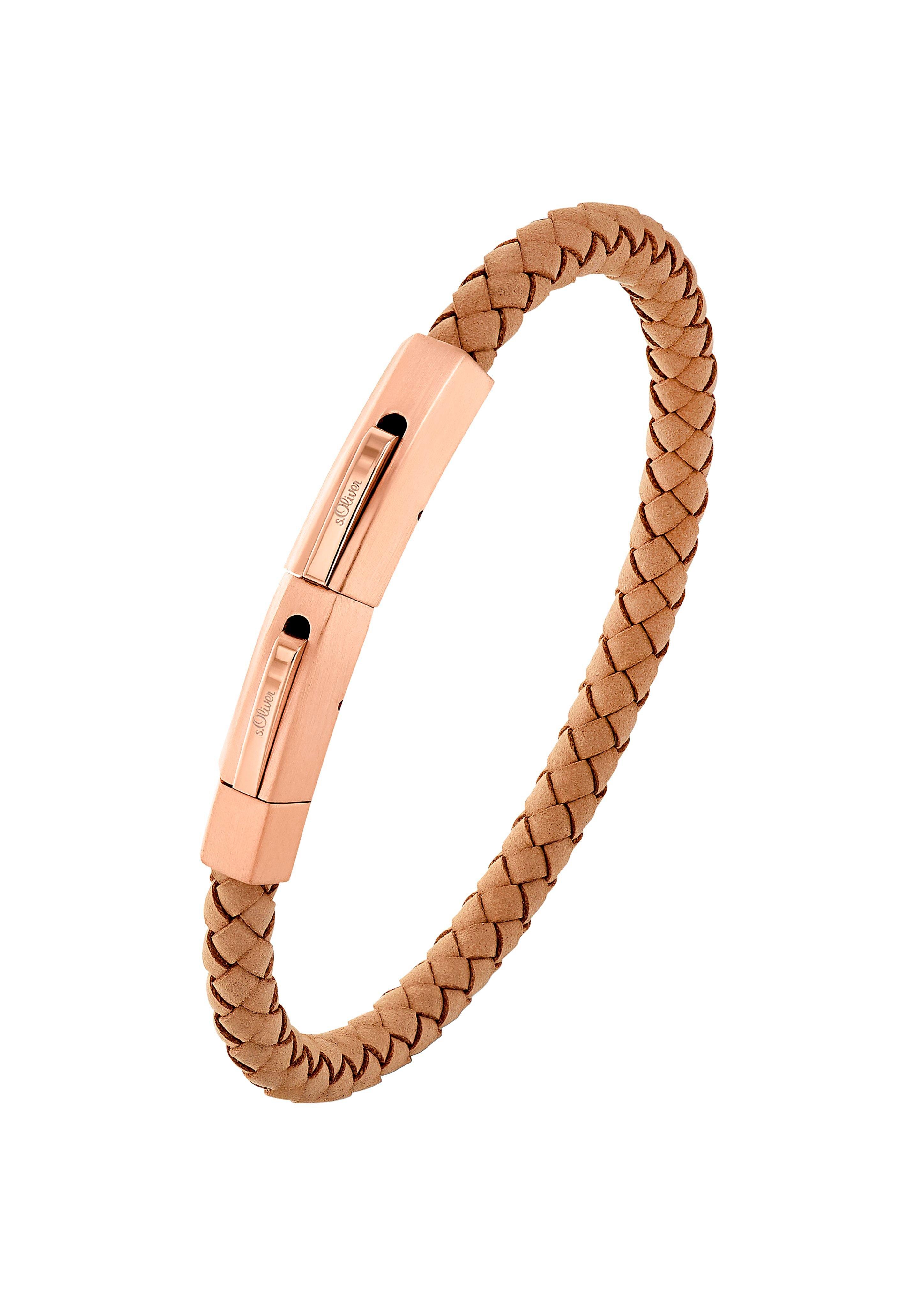 Flechtarmband aus Leder und Edelstahl  6005073-85B0