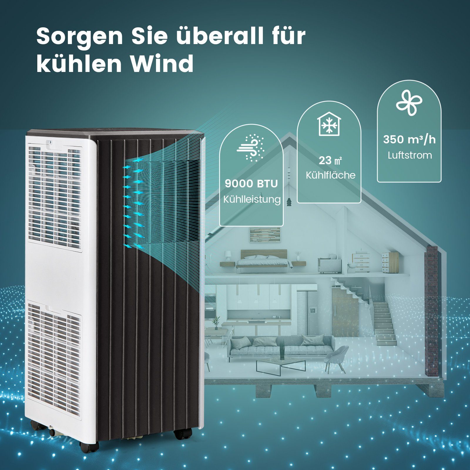 COSTWAY 3-in-1-Klimagerät, 9000BTU/2,6kW, mit Fernbedienung/ App, 16℃ -31℃