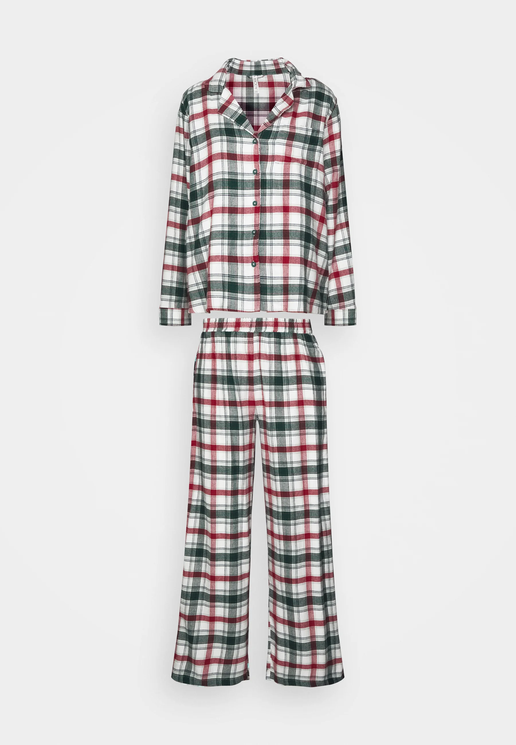 Pijama de algodón con camisa y pantalón ancho.