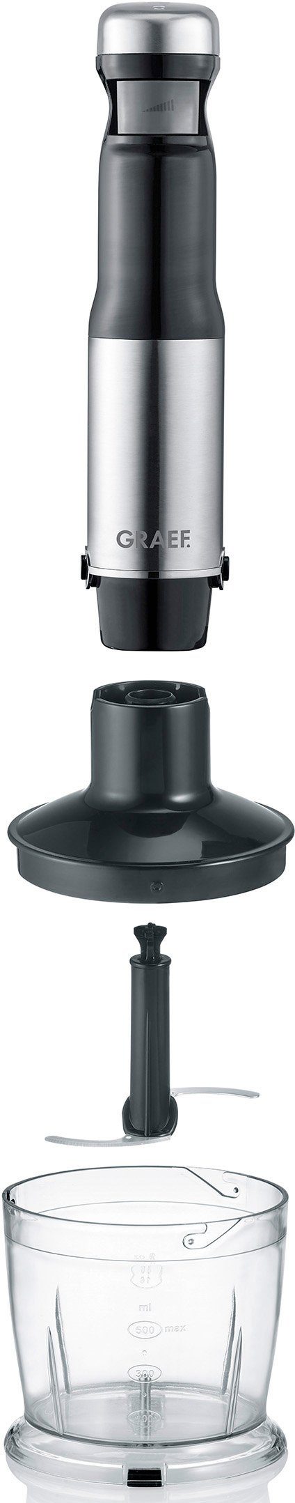 Graef Akku-Stabmixer HB 802, kabellos, 200 W, inkl. 4-teiligem Zubehör und Aufbewahrungsbox
