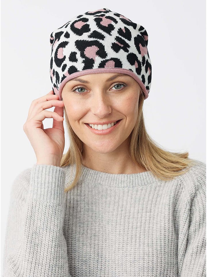 Zwillingsherz Beanie in Weiß/ Schwarz/ Rosa günstig kaufen onesize