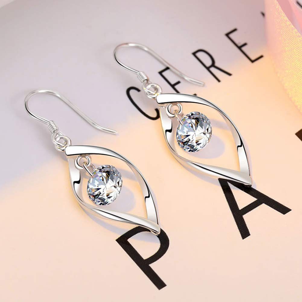 POCHUMIDUU Paar Ohrhänger Ohrhaken in Tropfenform mit weißem Diamant-Zirkonia (2-tlg), Geeignet für Bälle, Partys, Jubiläen, Feste usw.