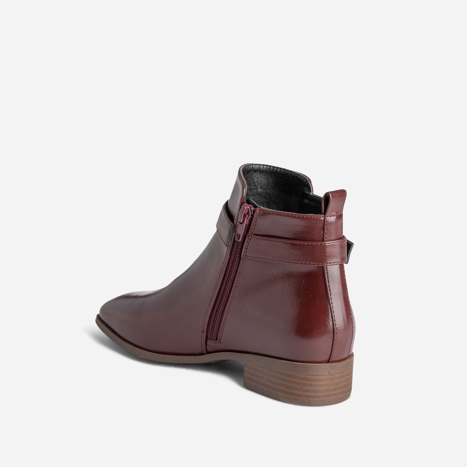 Boots bordeaux éco-conçu avec bride cheville