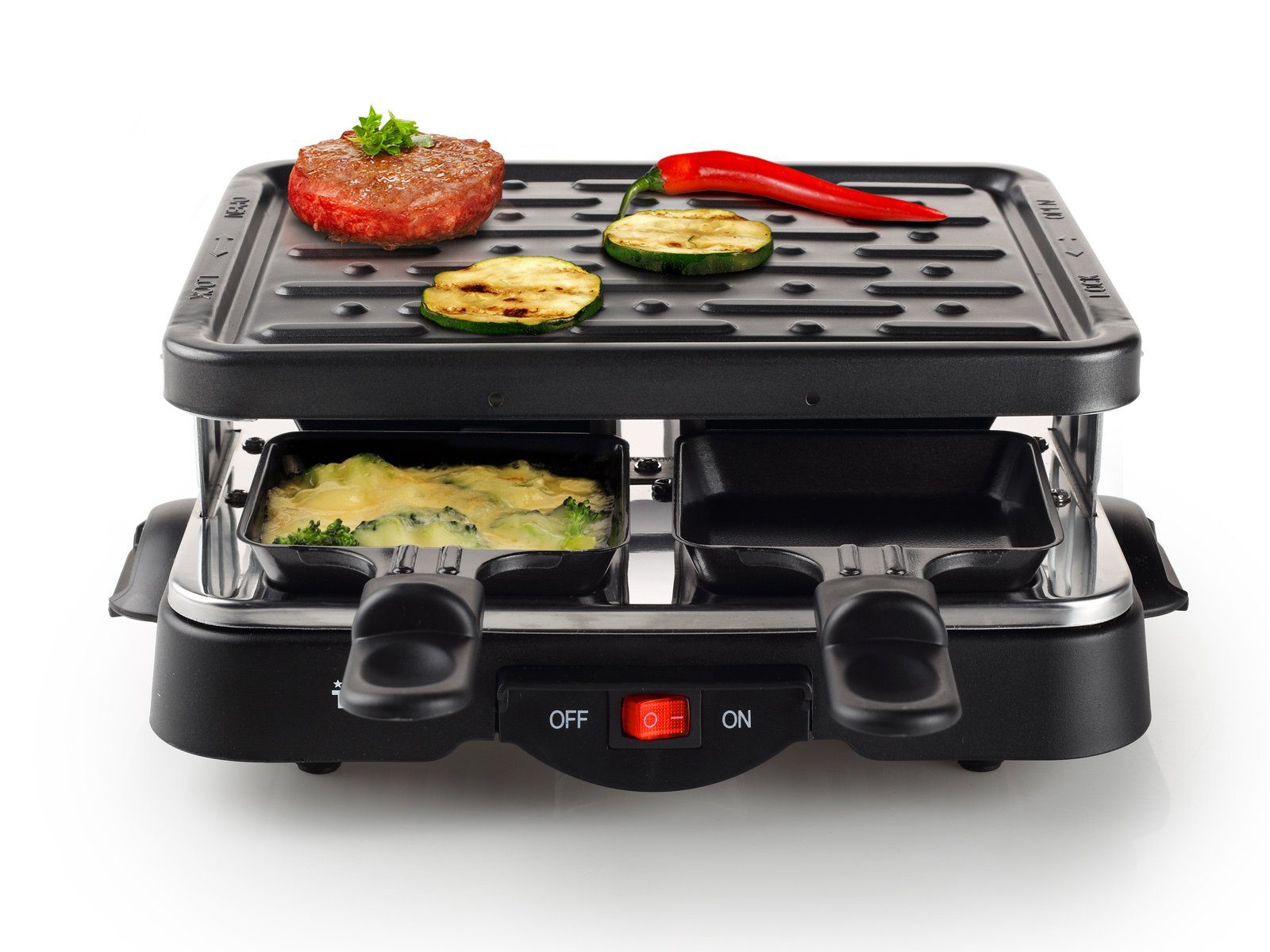 Tristar Raclette, 500 W, Mini elektrischer Tischgrill eckig für 2-4 Personen, Raclet Gerät
