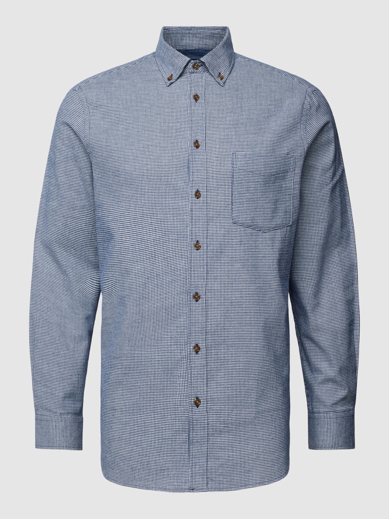 Flanellhemd mit Button-Down-Kragen in marineblau