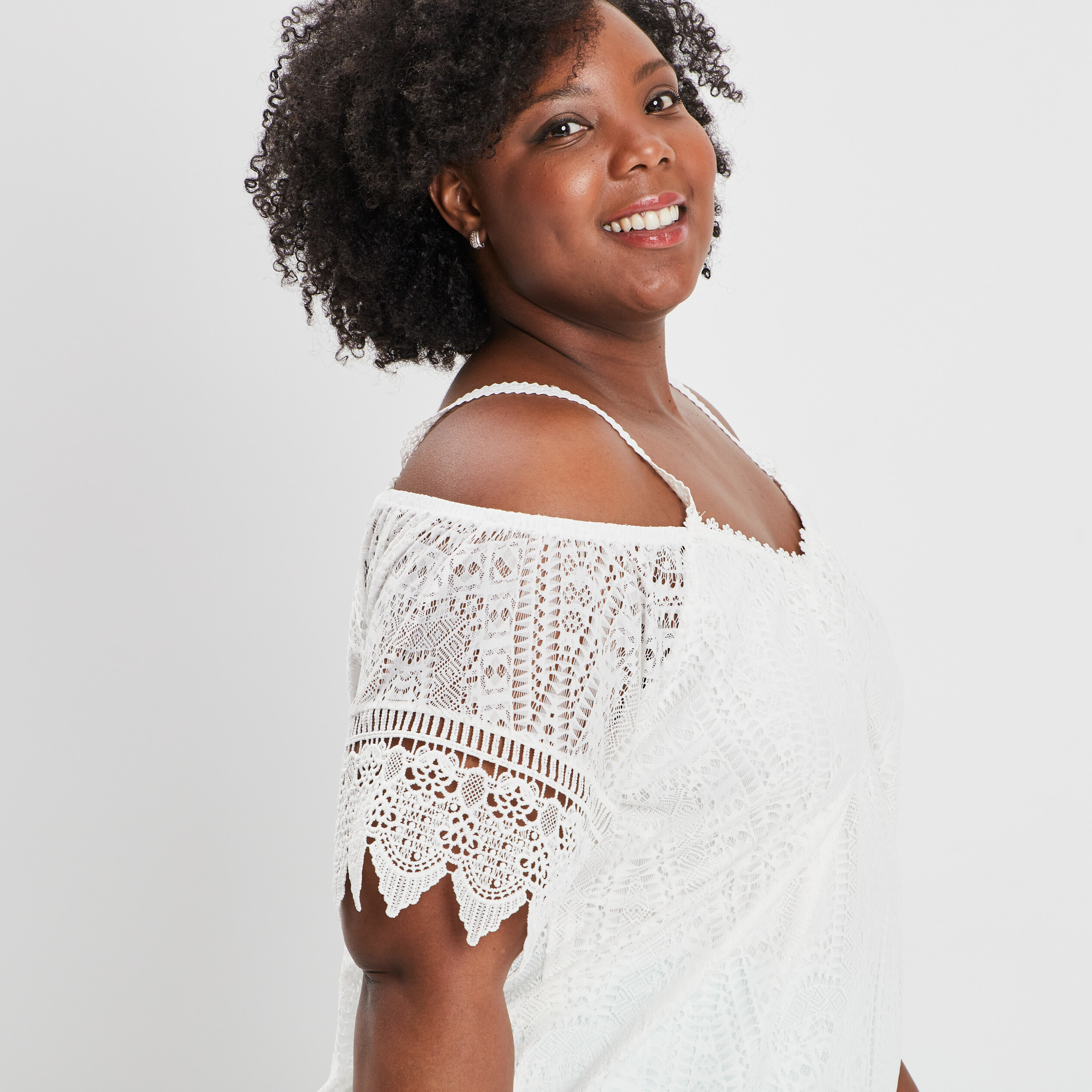 T-shirt manches courtes ivoire femme grande taille | La Halle