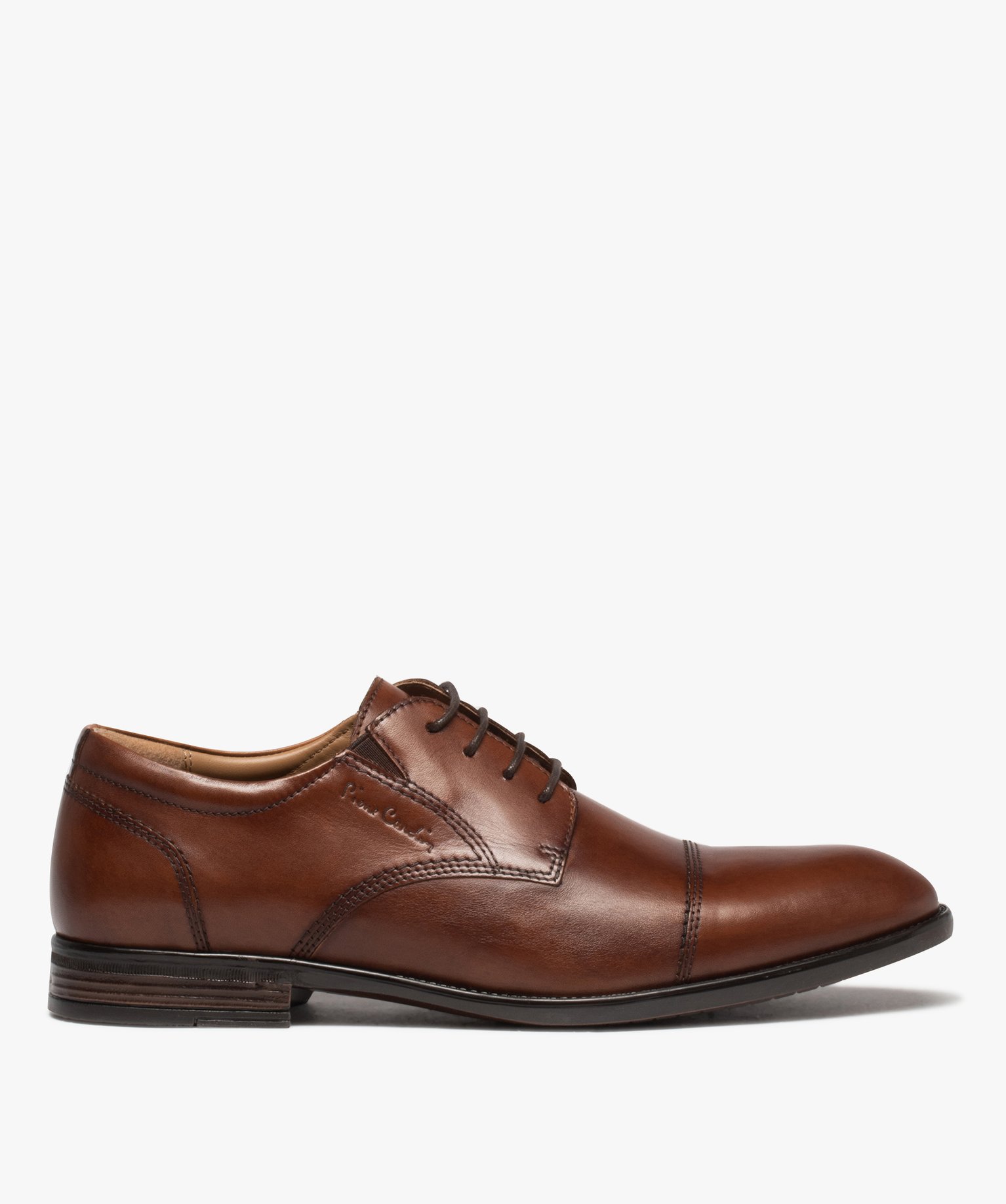 Derbies homme unis en cuir avec élastique d'aisance et à l... marron | GEMO