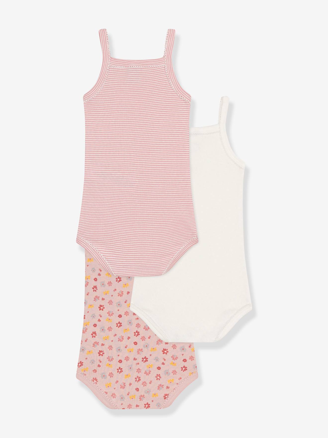 Petit Bateau 3er-Pack Baby Trägerbodys PETIT BATEAU - hellrosa