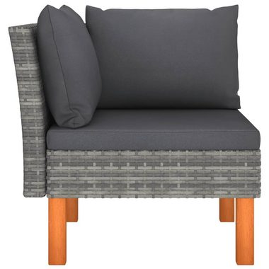 vidaXL Loungesofa 3-tlg. Garten-Lounge-Set Poly Rattan und Massivholz Eukalyptus, 1 Teile