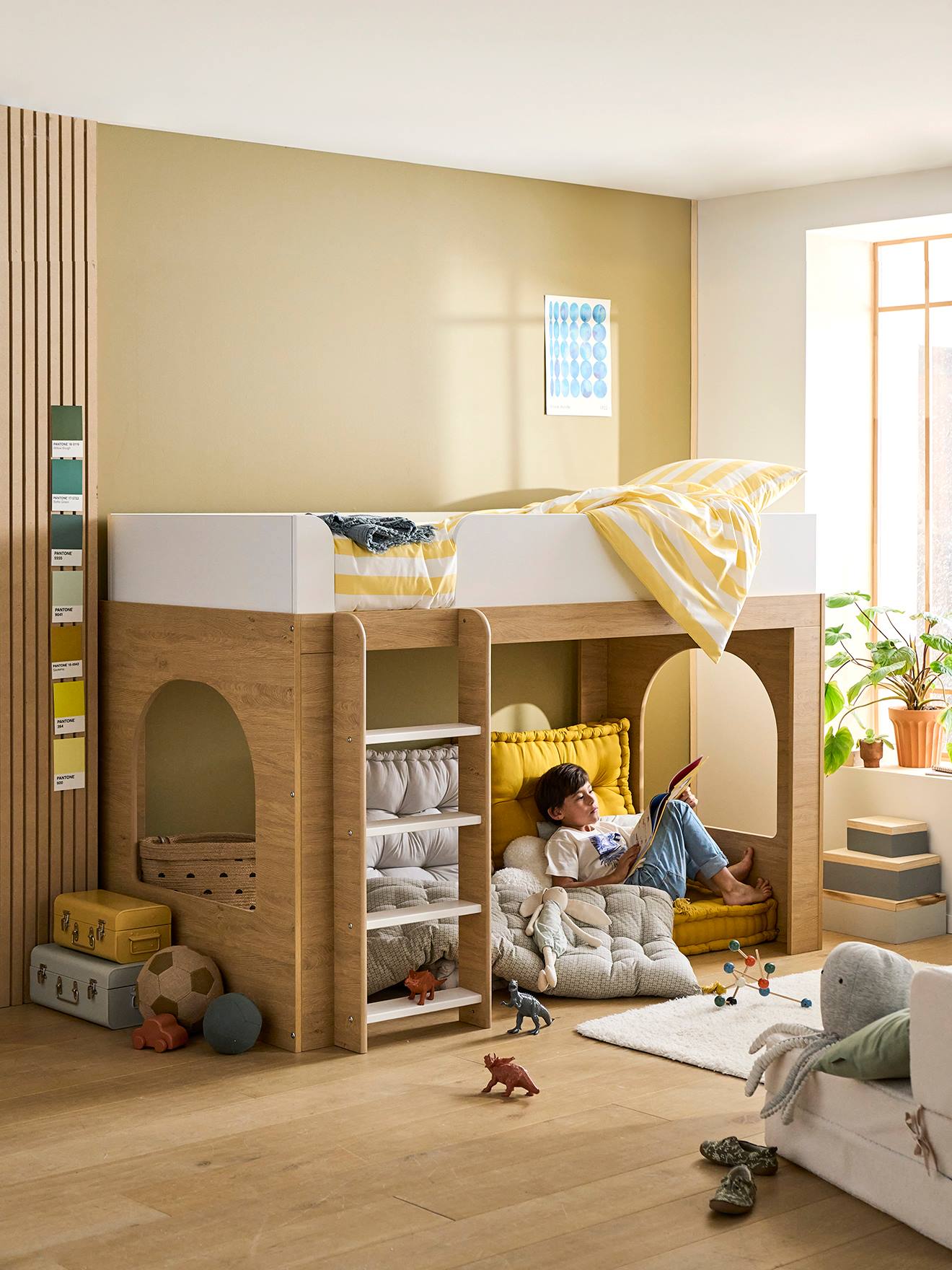 Vertbaudet 3-in-1 Kinder Hochbett - natur