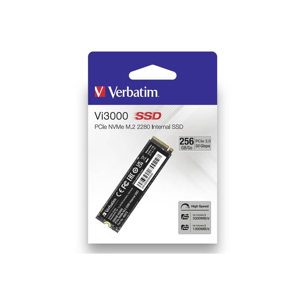 Verbatim PCIe NVMe™ M.2 SSD 256 GB SSHD-Hybrid-Festplatte, NVMe (NVM Express)