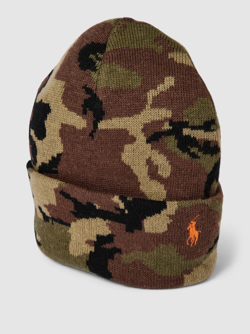 Beanie mit Woll-Anteil Modell 'CAMO' in olivgrün