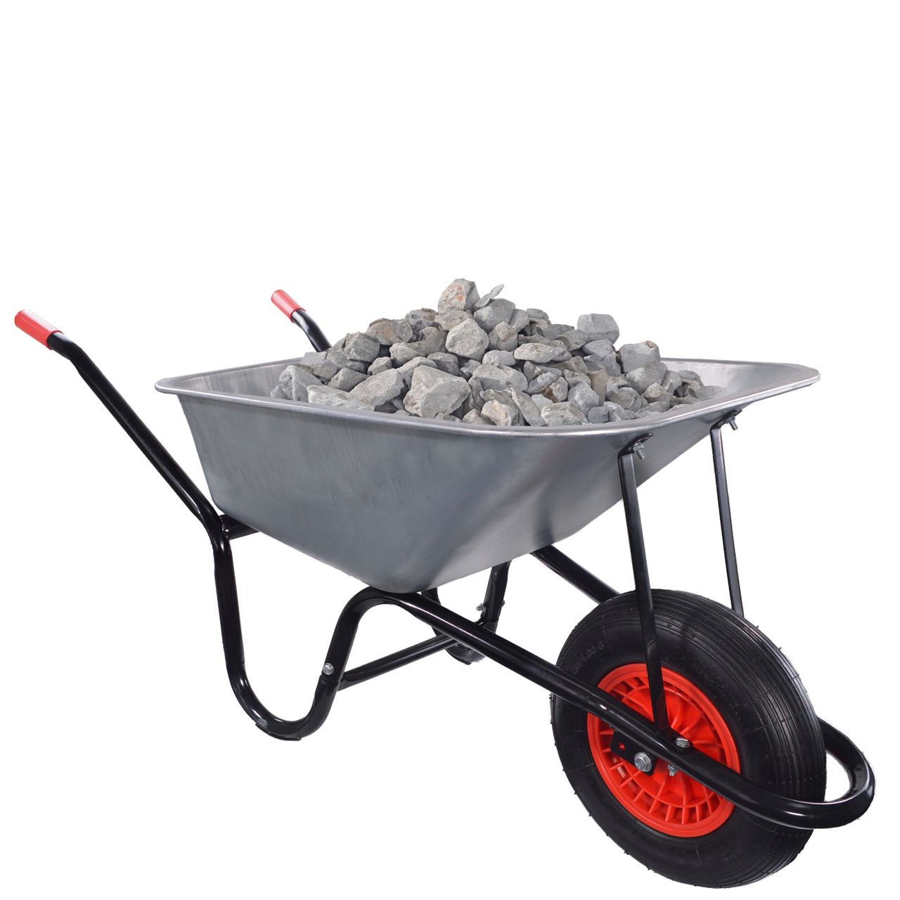 TroniTechnik GARMIO® Schubkarre 85 Liter bis 160 kg Garten Bauschubkarre, Gummi-Luftreifen mit Felge - verzinkt