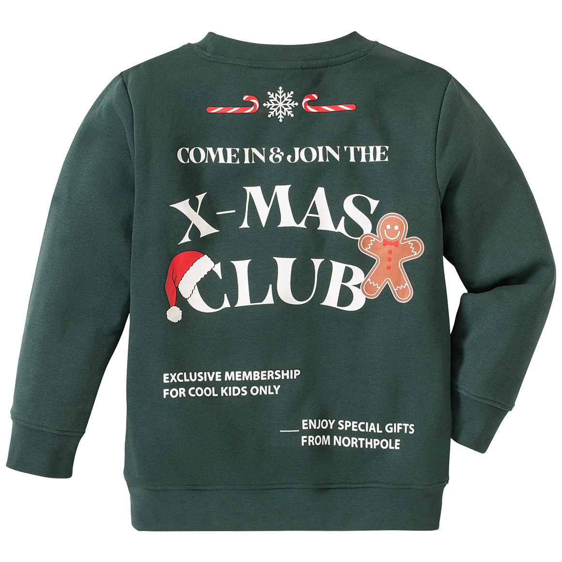Jungen Weihnachtssweatshirt mit Schriftzug dunkelgrün